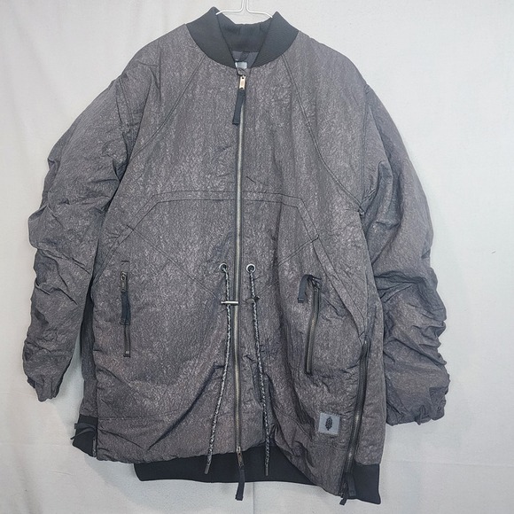 Free People Movement Bomber Jacket Black Primaloft Ruched Oversized Women's Sz M - Picture 3 of 7